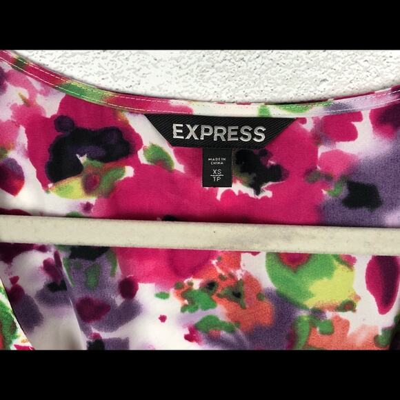 Express Floral Sleeveless Tie Waist Ruffle A-Line Mini Dress Multicolor Size XS - Picture 6 of 7